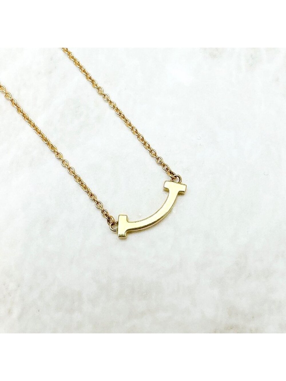 Tiffany & Co T Smile Mini Yellow Gold Necklace - Picture 2 of 8